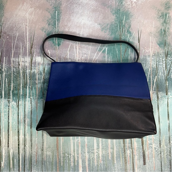 Celine Tri Colour All Soft Blue, Black, Brown Colour Block Shoulder Flap Bag - Picture 9 of 17